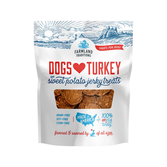 Farmland Traditions Dog Heart Turkey and Sweet Potato Jerky Treats at Krazy For Pets