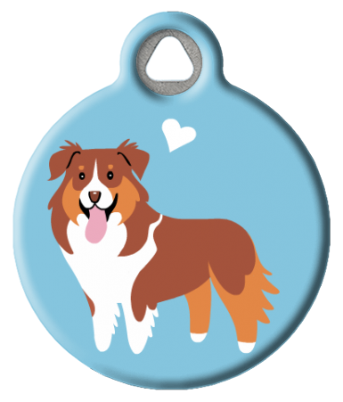 Dog Tag Art - Red Australian Shepherd Dog ID Tag | Krazy For Pets