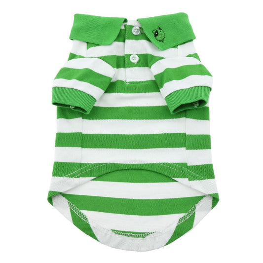 Doggie Design - Greenery & White Striped Polo Shirt | Krazy For Pets